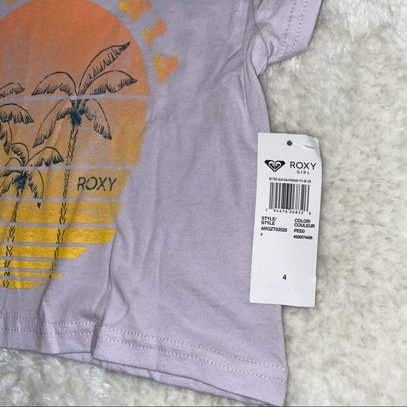 NEW Roxy Purple California Graphic Tee Girls Sz 4 - Picture 2 of 7